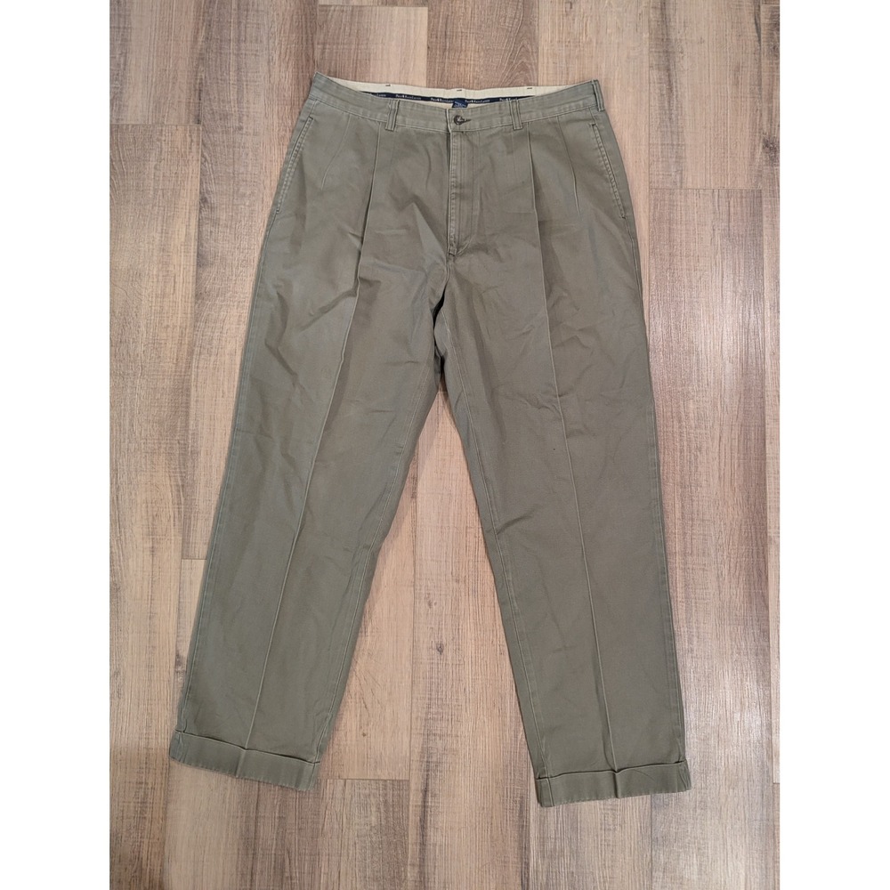 Vintage Polo Ralph Lauren Hammond Pant 36x30 Olive Pleated Cuffed Chinos 90s